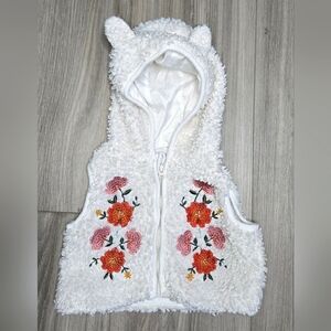 Floral Embroidered Kids Vest - White